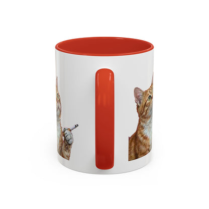 Happy and Dazzling Smoking Cat Coffee Mug — Cute Ginger Cat Accent Mug (11/15oz) (free shipping)