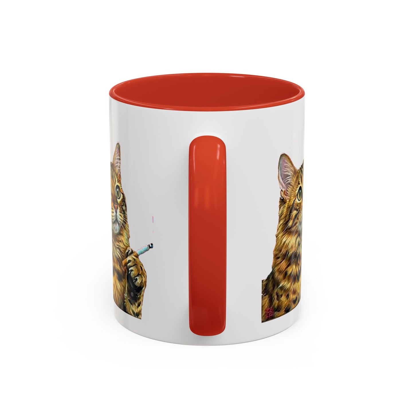 Happy and Dazzling smoking Cat Coffee Mug- cat smoking cigarette- funny (free shipping)