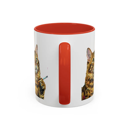 Happy and Dazzling smoking Cat Coffee Mug- cat smoking cigarette- funny (free shipping)