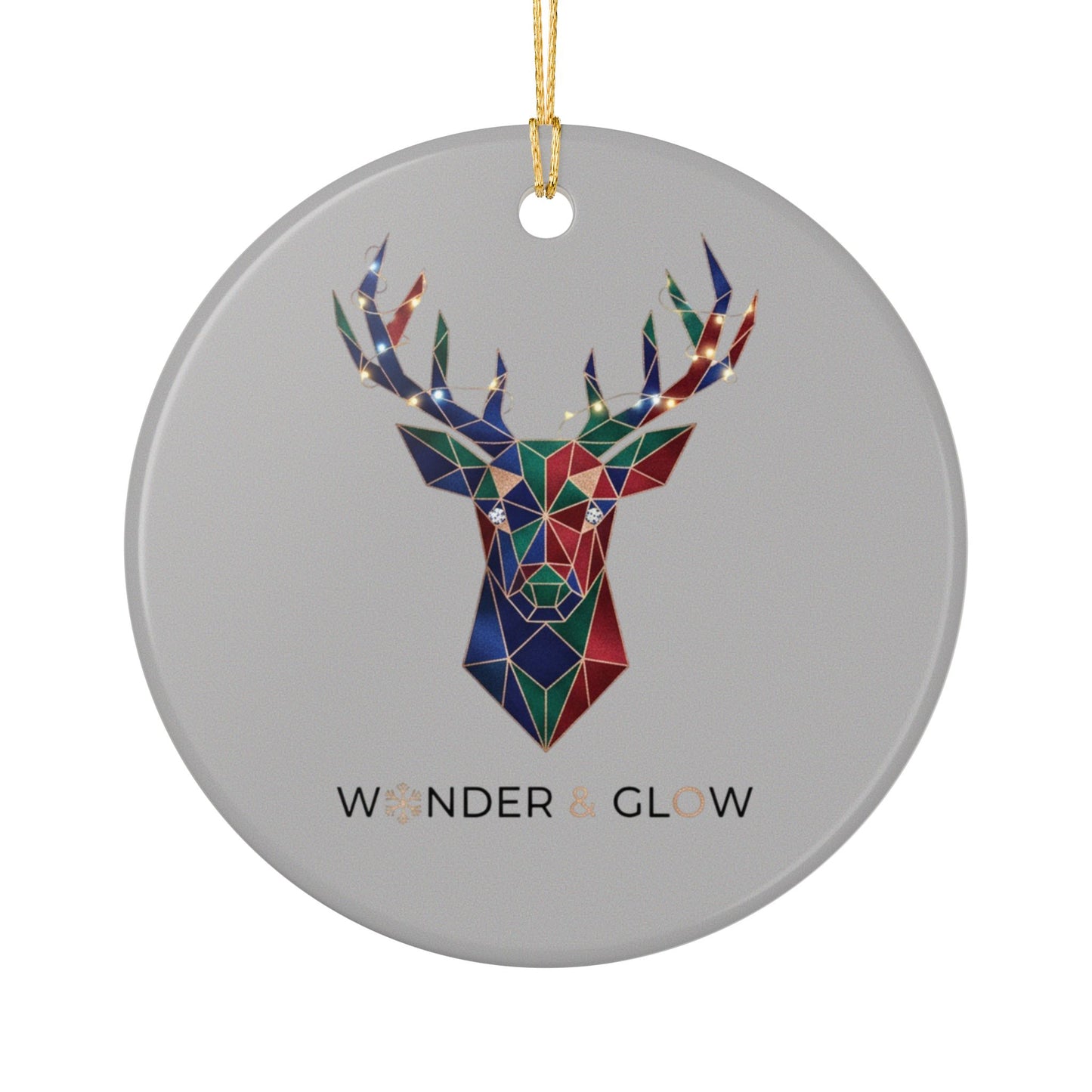 Geometric Reindeer Ceramic Ornament — 'Wonder & Glow' Holiday Decoration