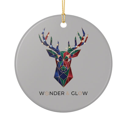 Geometric Reindeer Ceramic Ornament — 'Wonder & Glow' Holiday Decoration