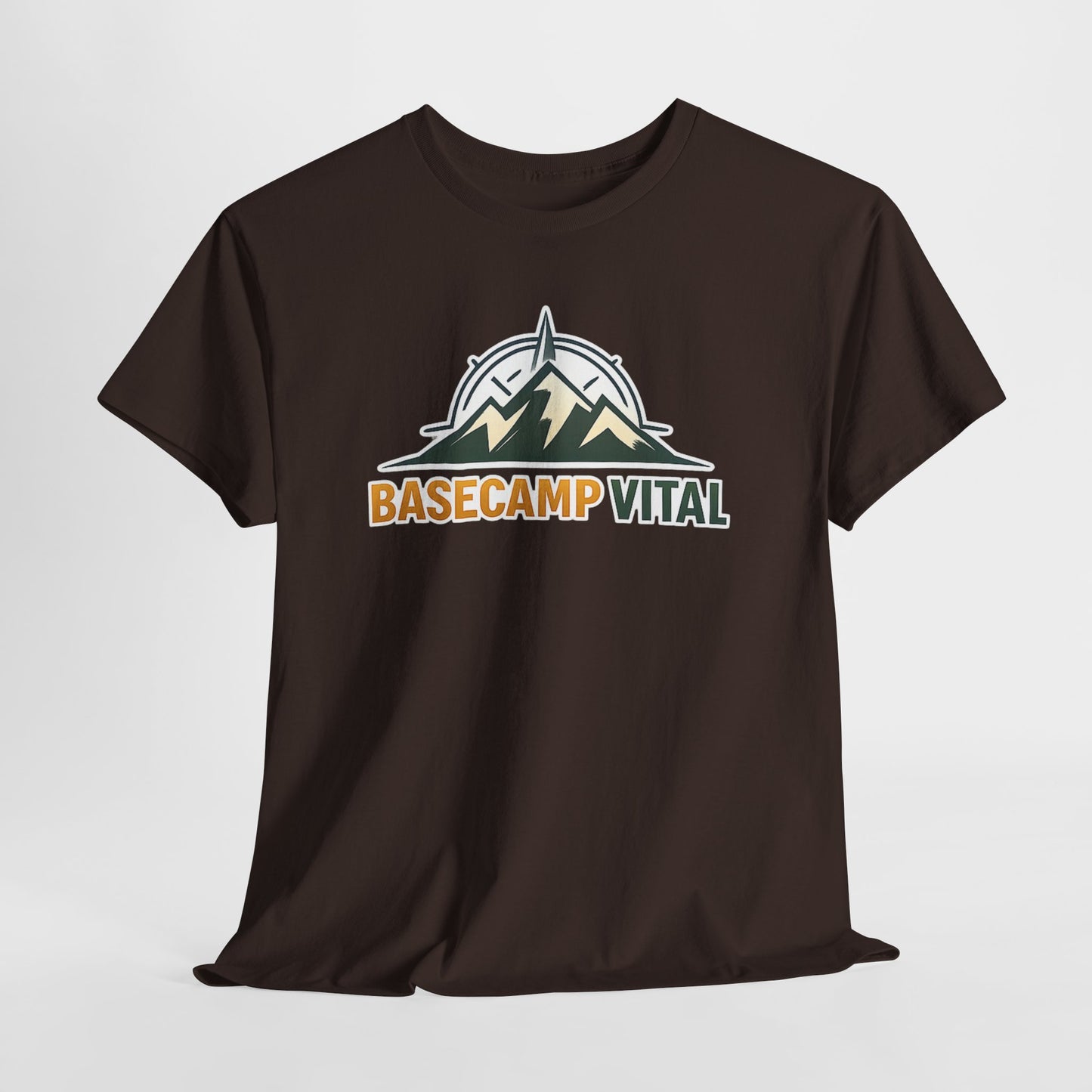 Base Camp Vital Mountain Compass Crewneck T-Shirt | Outdoor Hiking Graphic Tee | Midweight Cotton Trail Shirt (free shipping)
