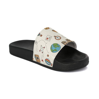 Women's Slide Sandals Travel Doodles / Wanderlust Whimsy