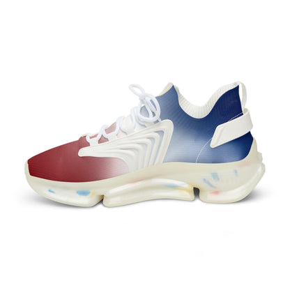 Gradient Red White & Blue Men's Mesh Sneakers — Breathable Athletic Runner Shoes (free shipping)