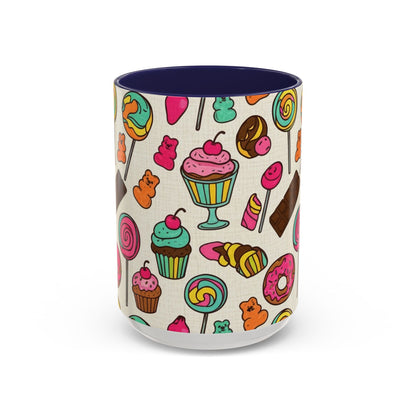 Sweet Treats Coffee Mug — Colorful Candy & Dessert Pattern Accent Mug (11/15oz)