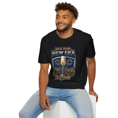 New Year 2026 T-Shirt – "New Year, New Era" Champagne & Fireworks Celebration Tee