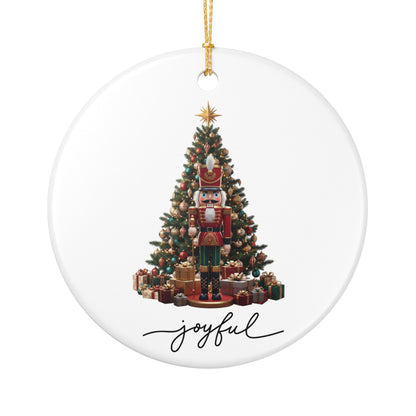 Nutcracker Christmas Tree Ceramic Ornament — 'Joyful' Holiday Decoration