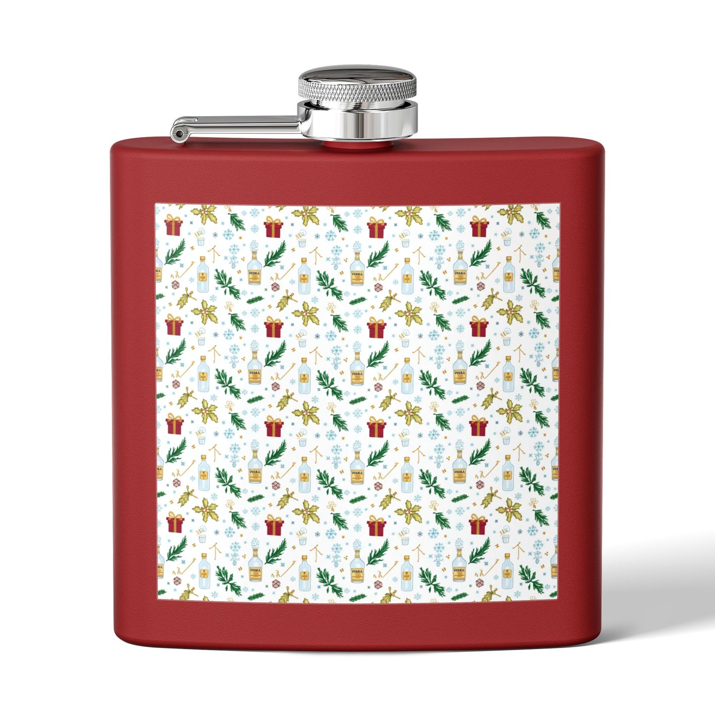 Holiday Flask — 6oz Stainless Steel Christmas Pattern Hip Flask (Free Shipping)