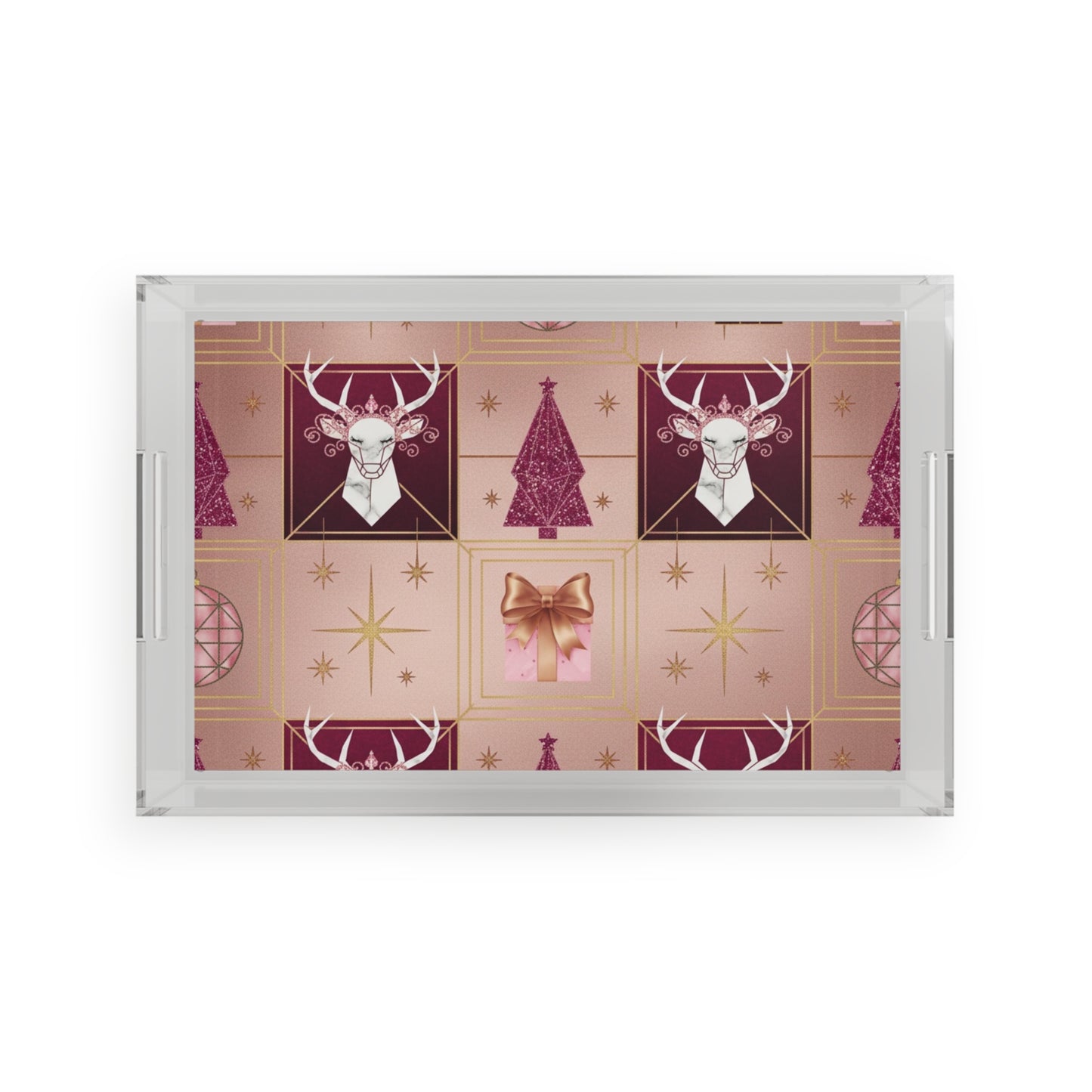 Festive Acrylic Serving Tray with Holiday Design