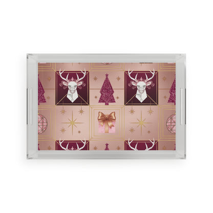 Festive Acrylic Serving Tray with Holiday Design
