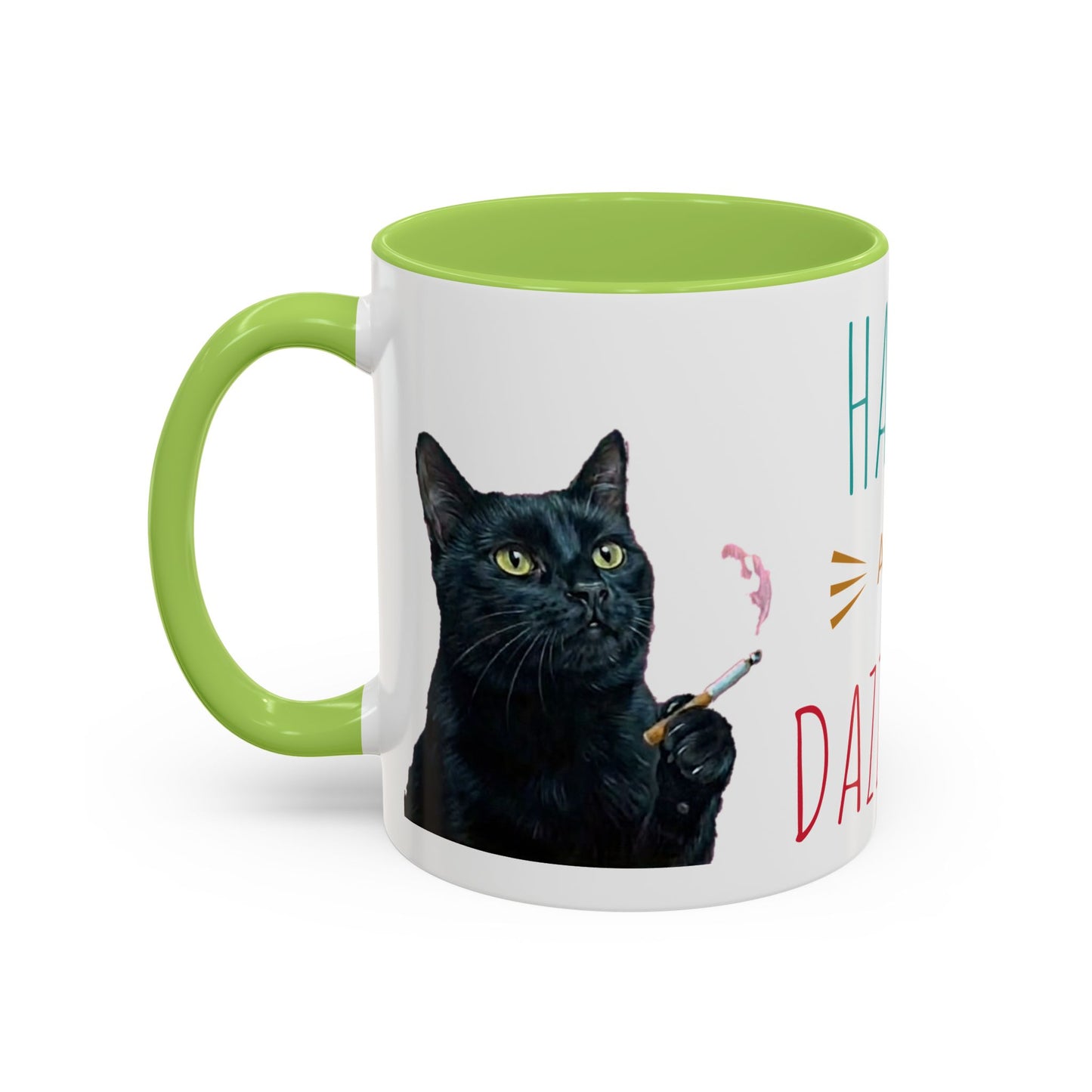 Happy and Dazzling smoking cat Cat Accent Coffee Mug — Cute Black Cat Coffee Cup (11/15oz) (free shipping)