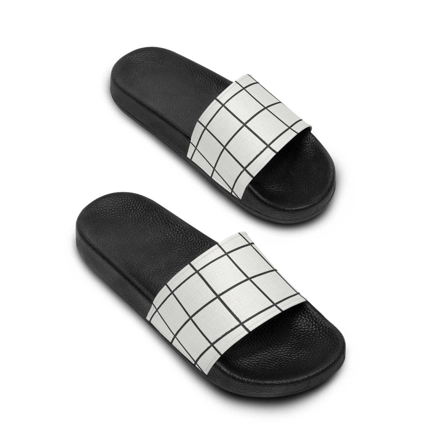Men's Slide Sandals Minimalist Grid with Irregularities / Broken Squares