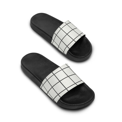 Men's Slide Sandals Minimalist Grid with Irregularities / Broken Squares
