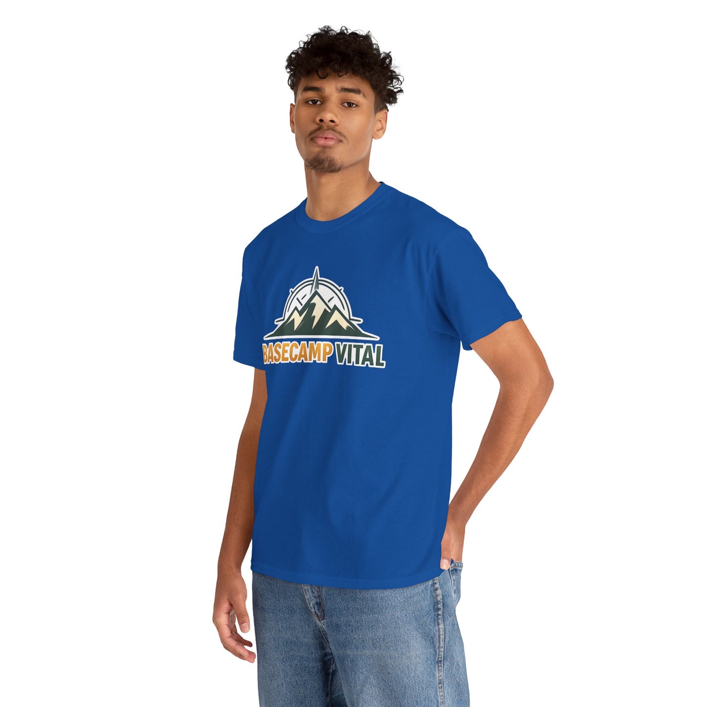 Base Camp Vital Mountain Compass Crewneck T-Shirt | Outdoor Hiking Graphic Tee | Midweight Cotton Trail Shirt (free shipping)