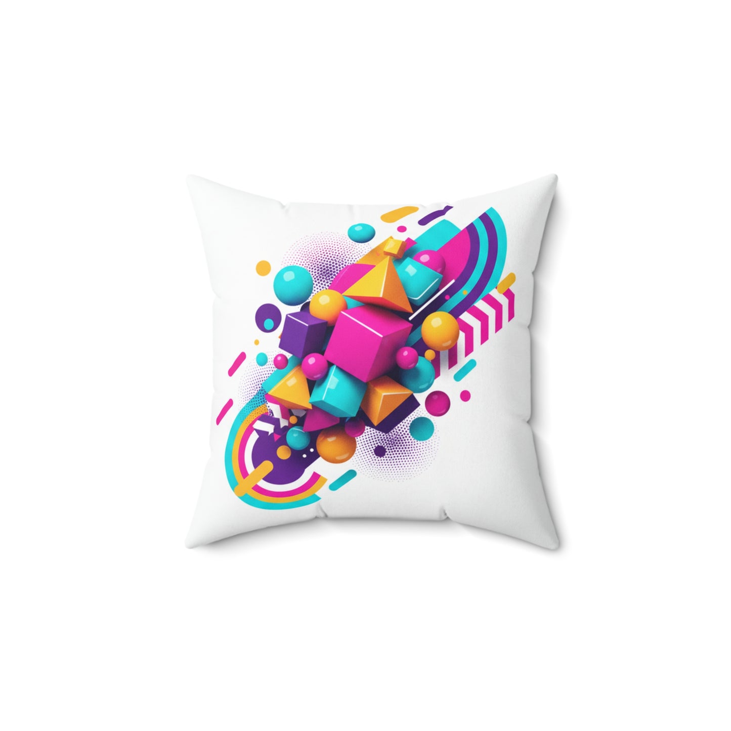 Abstract Geometric Throw Pillow — Colorful 3D Shapes Decorative Accent (free shipping)