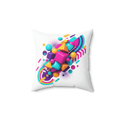 Abstract Geometric Throw Pillow — Colorful 3D Shapes Decorative Accent (free shipping)