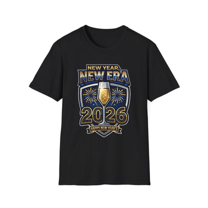 New Year 2026 T-Shirt – "New Year, New Era" Champagne & Fireworks Celebration Tee