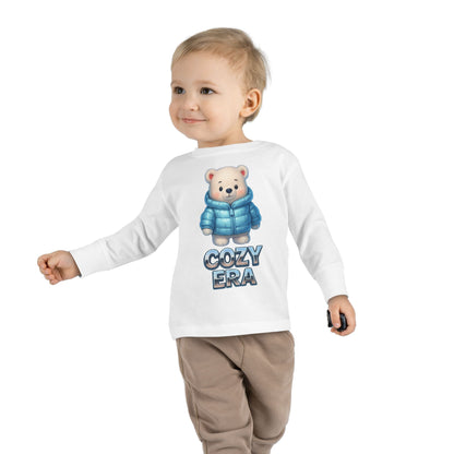 Cozy Era Toddler Long Sleeve Tee — Cute Bear in Puffer Jacket