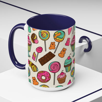 Sweet Treats Coffee Mug — Colorful Candy & Dessert Pattern Accent Mug (11/15oz)