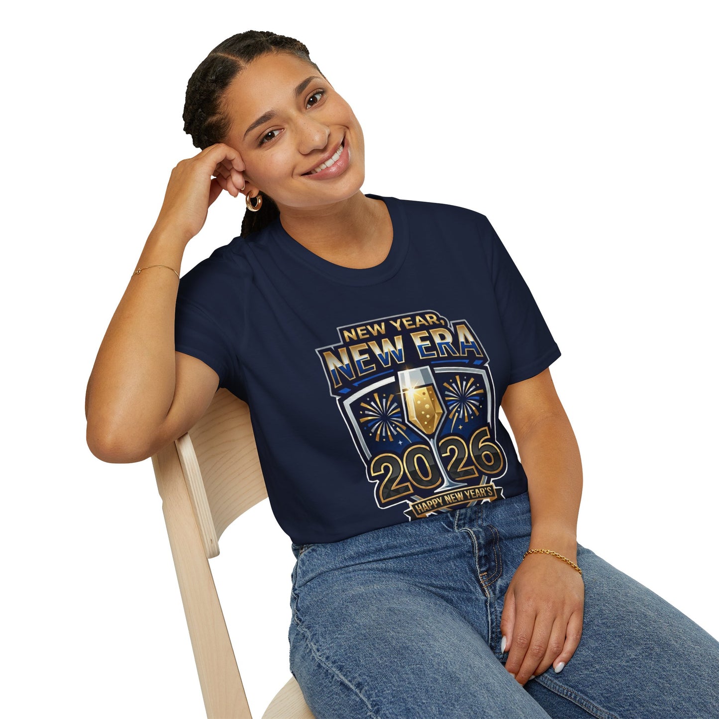New Year 2026 T-Shirt – "New Year, New Era" Champagne & Fireworks Celebration Tee