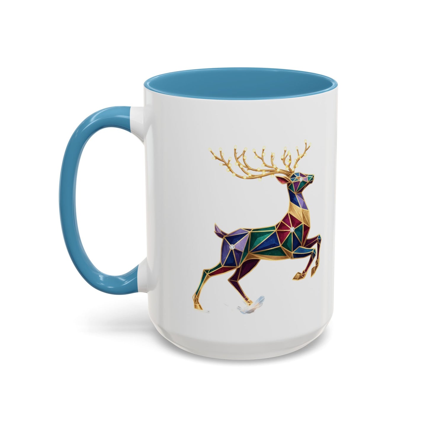 Geometric Rainbow Reindeer Accent Coffee Mug (11/15 oz)