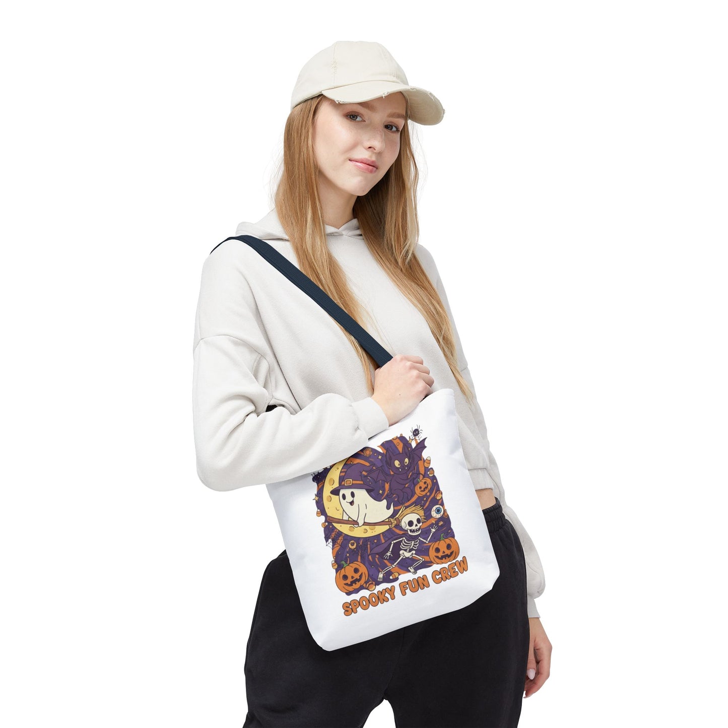 Spooky Fun Crew Halloween Tote Bag, Trick or Treat Bag, Haunted House Accessory, Fall Gift, Party Favor