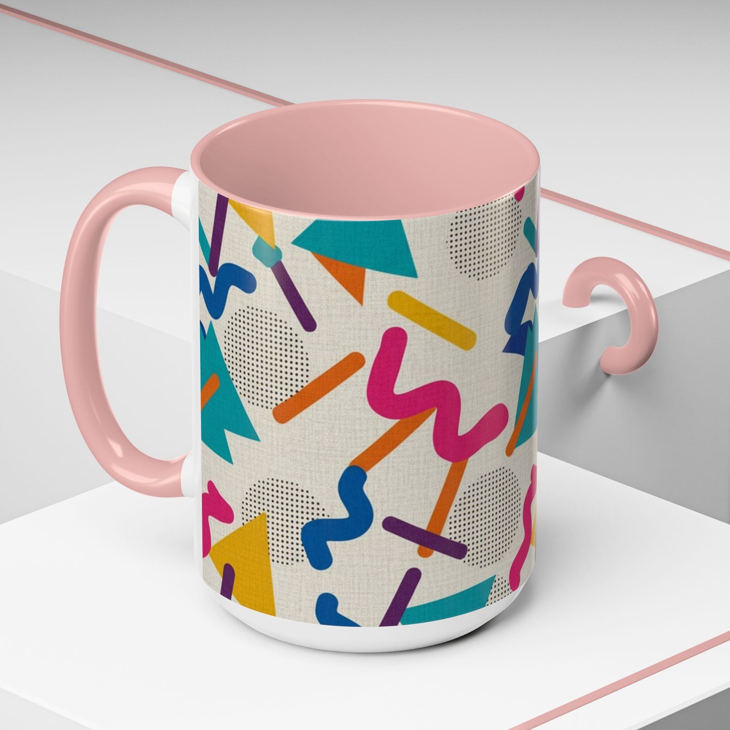 Retro Memphis Pattern Coffee Mug — 11/15oz Accent Ceramic Mug