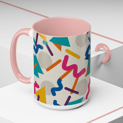 Retro Memphis Pattern Coffee Mug — 11/15oz Accent Ceramic Mug