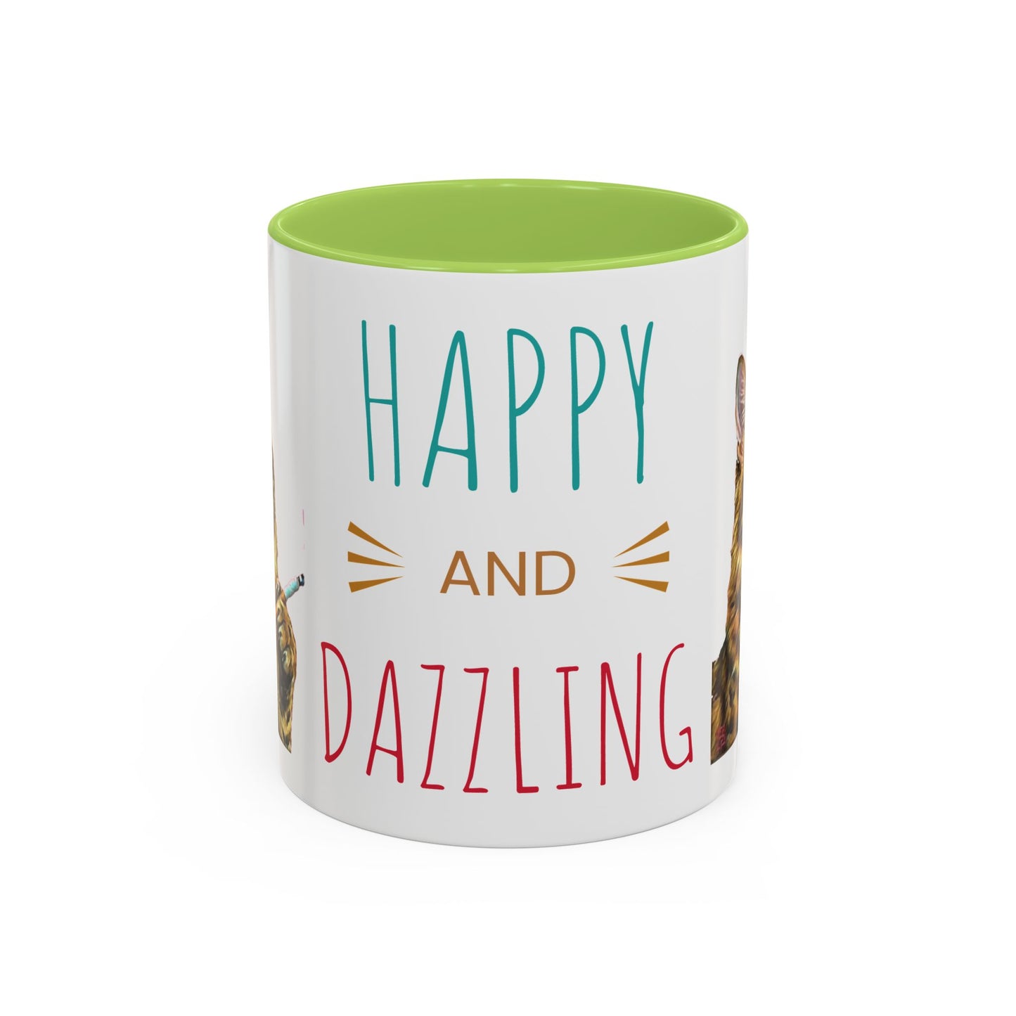 Happy and Dazzling smoking Cat Coffee Mug- cat smoking cigarette- funny (free shipping)
