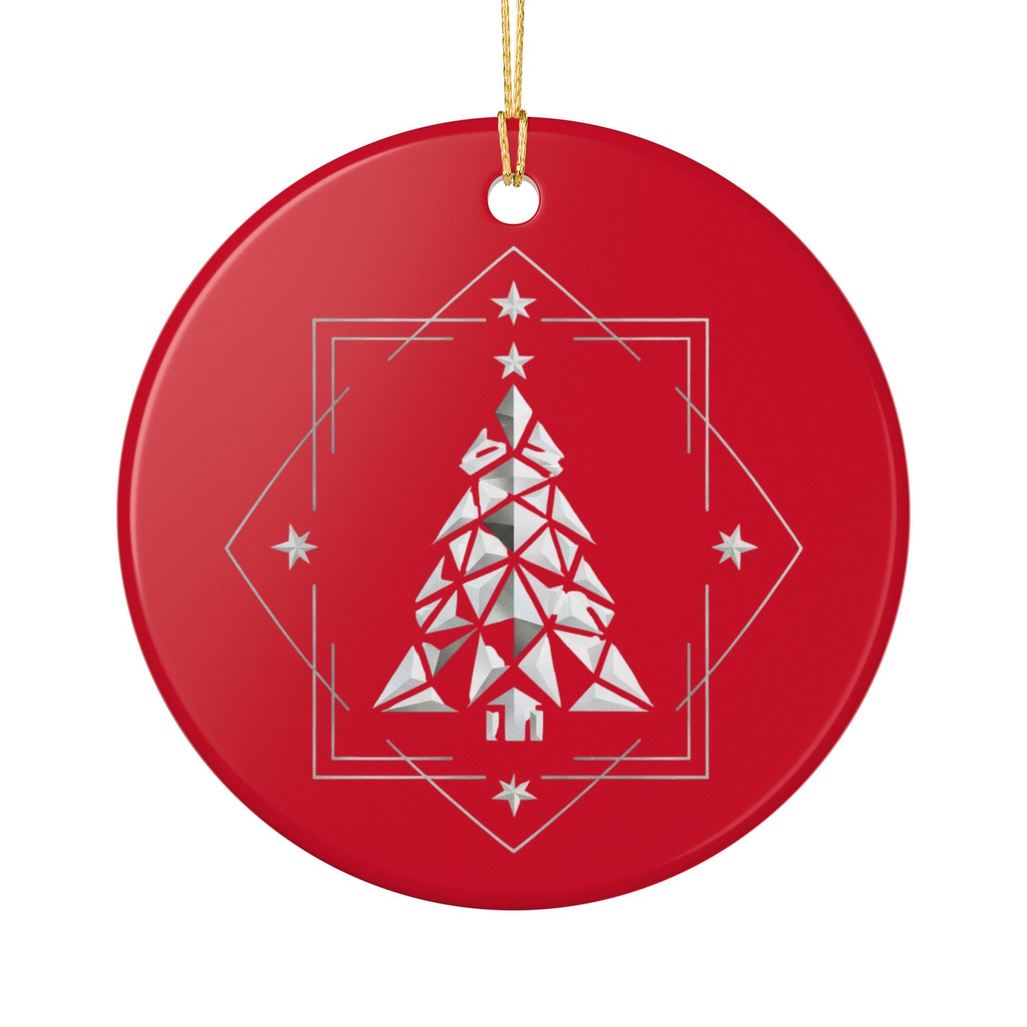 Geometric Christmas Tree Ceramic Ornament
