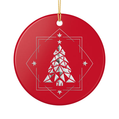 Geometric Christmas Tree Ceramic Ornament
