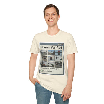 Human Verified T-Shirt – CAPTCHA Traffic Light Graphic Shirt