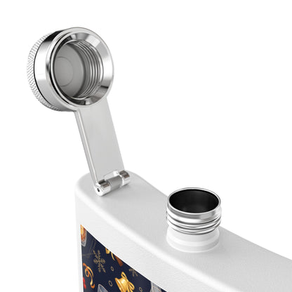 Whiskey Flask — Holiday Spirits Pattern 6oz Stainless Steel Flask (free shipping)