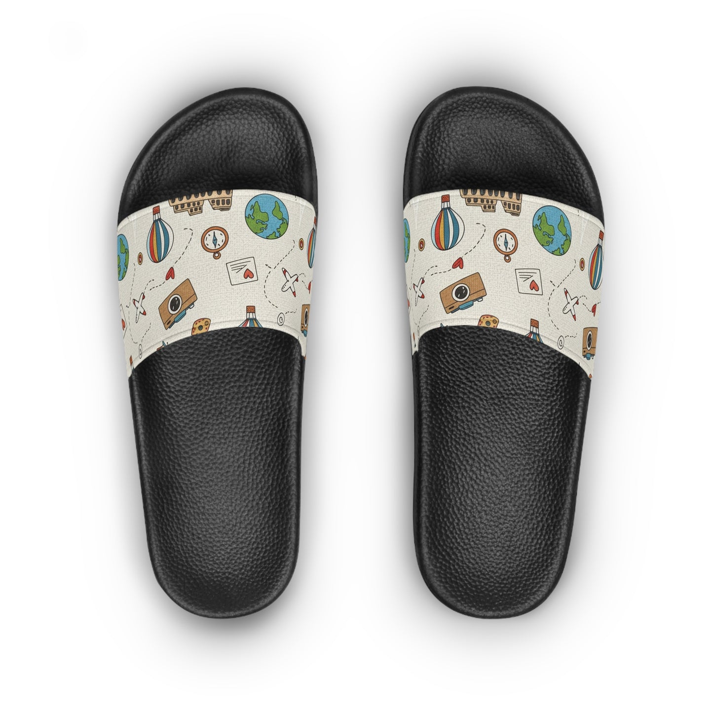 Women's Slide Sandals Travel Doodles / Wanderlust Whimsy