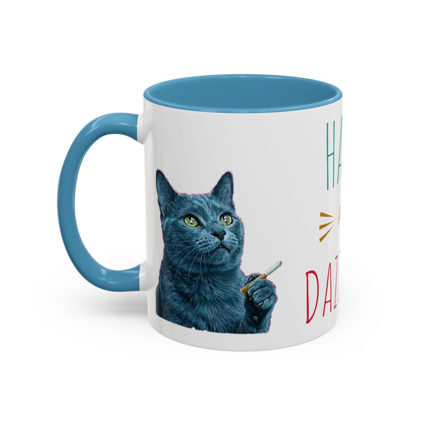 Happy and dazzling smoking cat Coffee Mug — "Happy and Dazzling" Cat Accent Mug (11/15oz) (free shipping)