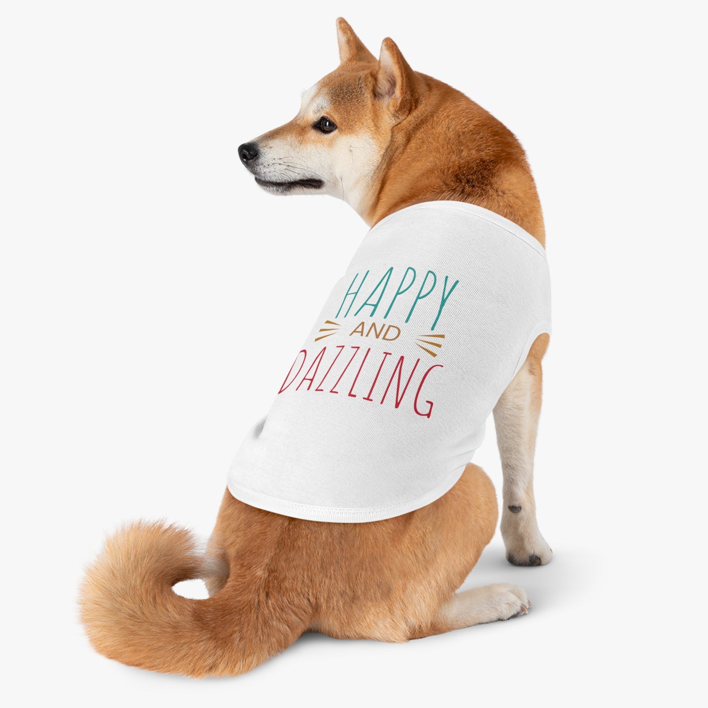 Happy and Dazzling Pet Tank Top — Colorful Graphic Dog Shirt for Everyday Wear