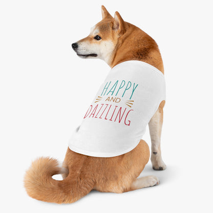 Happy and Dazzling Pet Tank Top — Colorful Graphic Dog Shirt for Everyday Wear