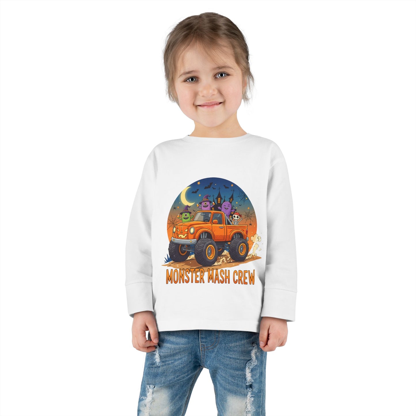 Monster Mash Toddler Long Sleeve Tee | Playful Halloween Shirt, Cute Kids Top, Fun Costume Shirt, Toddler Gift, Seasonal T-Shirt