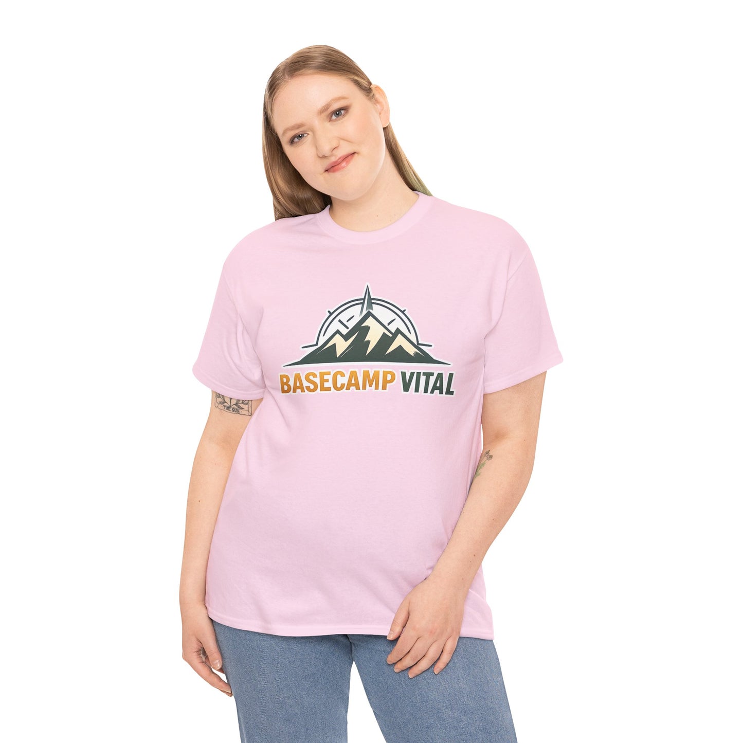Base Camp Vital Mountain Compass Crewneck T-Shirt | Outdoor Hiking Graphic Tee | Midweight Cotton Trail Shirt (free shipping)