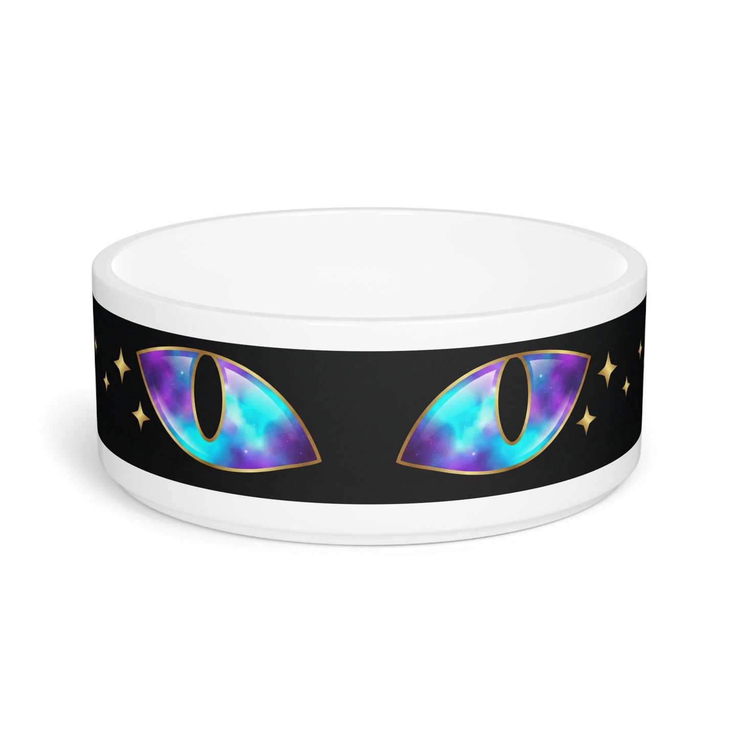 Galaxy Cat Eyes Pet Bowl — Mystical Space Design for Cats & Small Dogs