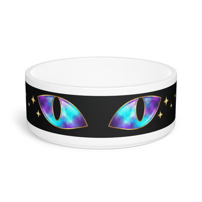 Galaxy Cat Eyes Pet Bowl — Mystical Space Design for Cats & Small Dogs