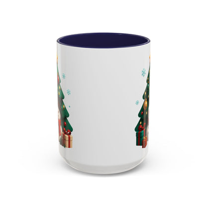 Christmas Tree & Snowman Accent Coffee Mug — Festive Holiday 11/15oz Ceramic