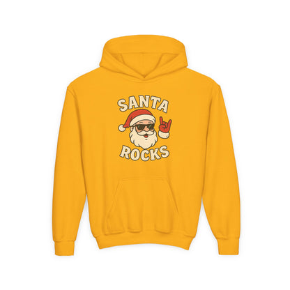 Youth Hoodie — "Santa Rocks" Cool Santa Christmas Sweatshirt
