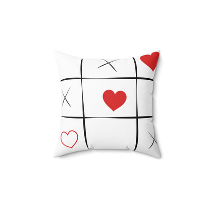 Heart Tic-Tac-Toe Decorative Throw Pillow — Valentine Accent Cushion (free shipping)