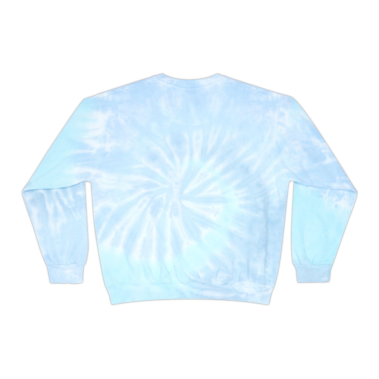 Cute Split Cat Tie-Dye Sweatshirt — Blue & Yellow Cat Graphic Crewneck