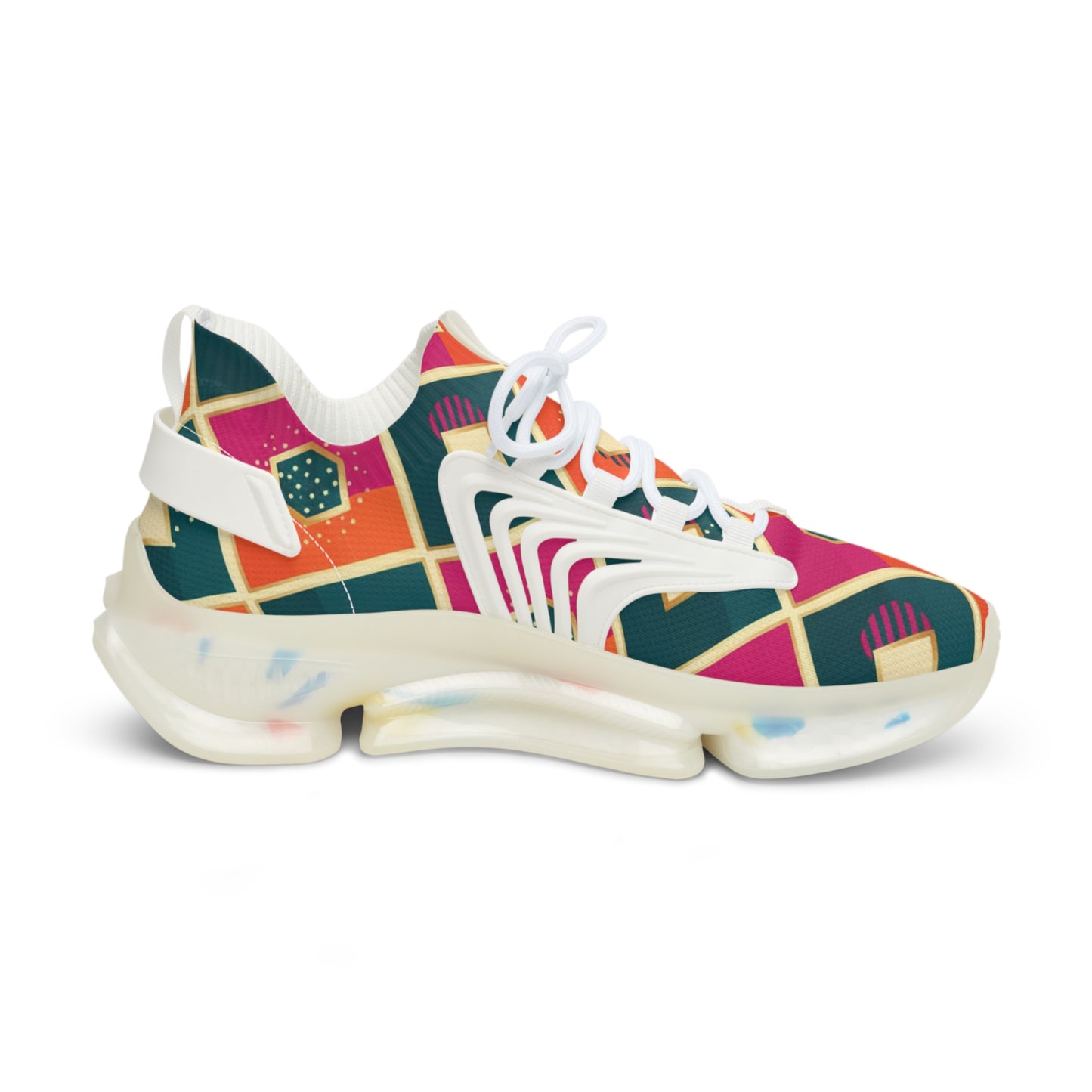 Men's Mesh Sneakers — Colorful Geometric Pattern Athletic Shoes (free shipping)