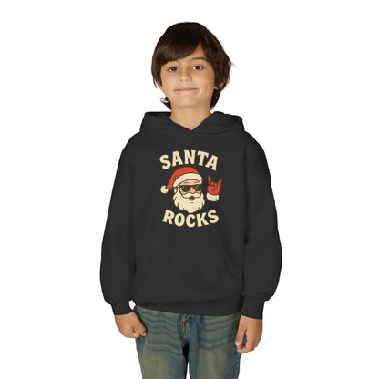 Youth Hoodie — "Santa Rocks" Cool Santa Christmas Sweatshirt