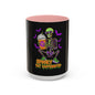 Spooky Skeleton Coffee Mug, Halloween Gift, Caffeinated Mug, Gothic Cup, Unique Drinkware, Perfect for Fall Celebrations