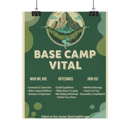 Base Camp Vital Nature-Inspired Rolled Posters for Adventure Lovers, Wall Decor for Outdoor Enthusiasts, Eco-Friendly Art, Mountain Decor, Camp Vibes