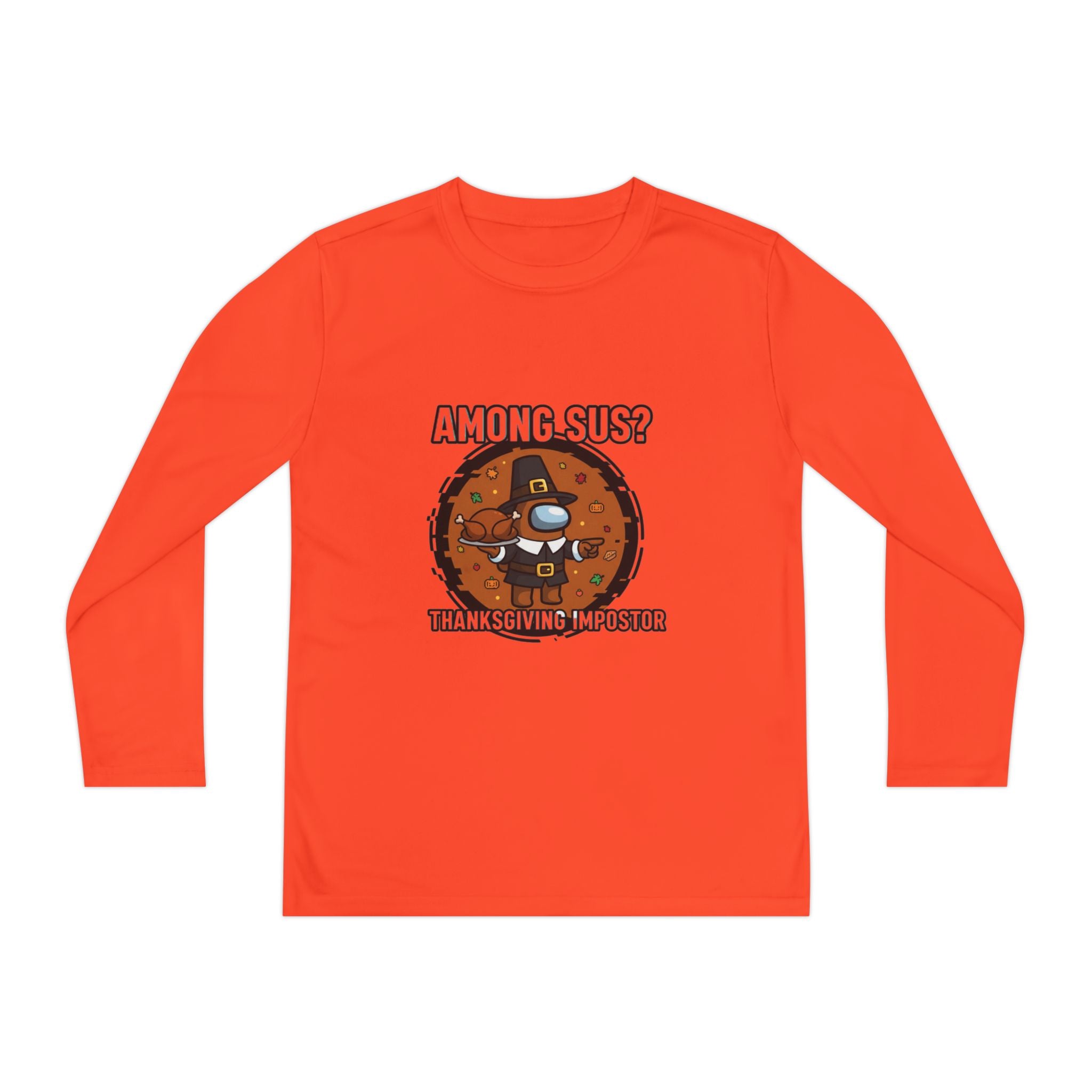 Among Sus? Thanksgiving Impostor Youth Tee, Fun Youth T-Shirt, Gamer Apparel for Kids, Long Sleeve Graphic Tee, Funny Thanksgiving Gift